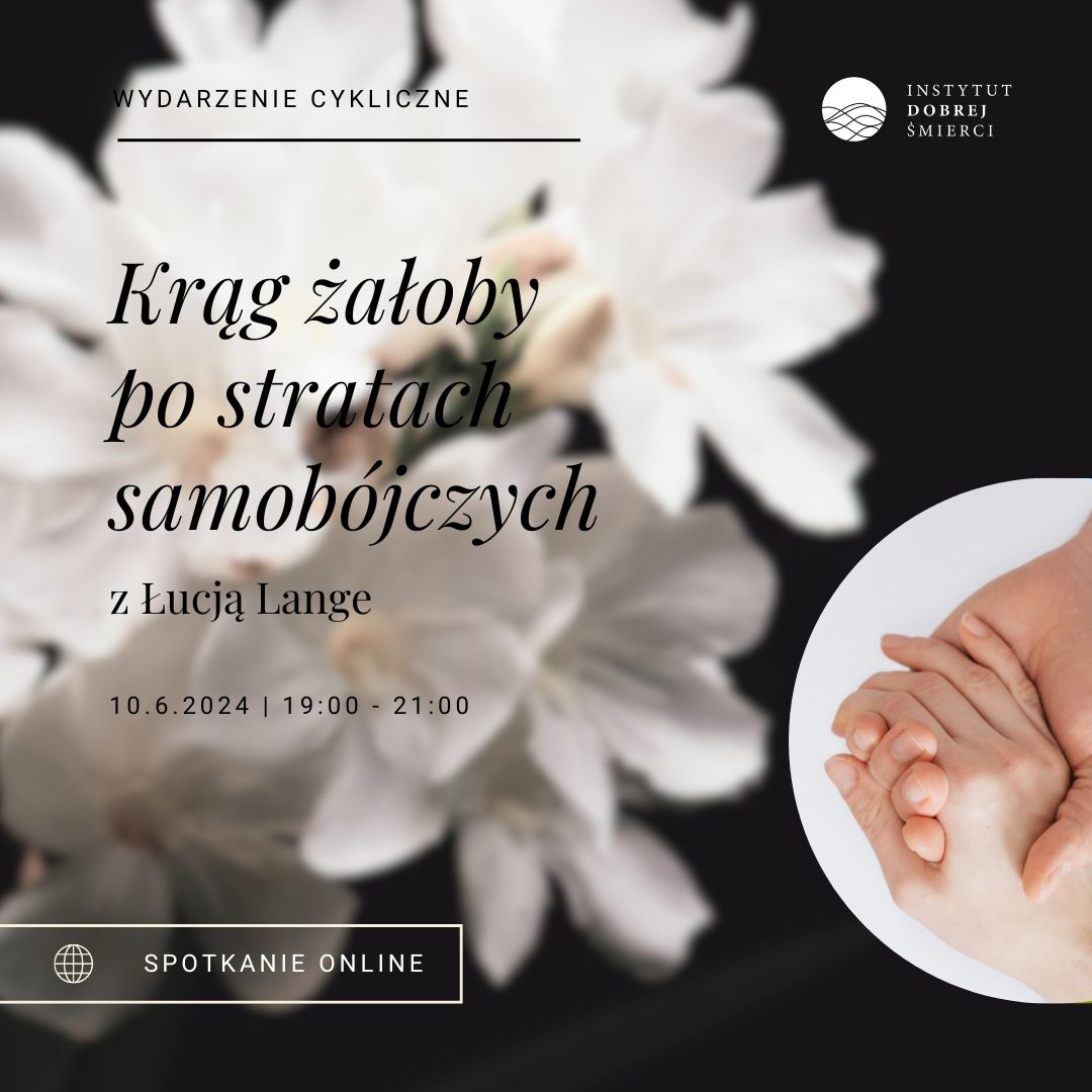 Zdjęcie przedstawia trzymające się ręce na tle białych kwiatów.