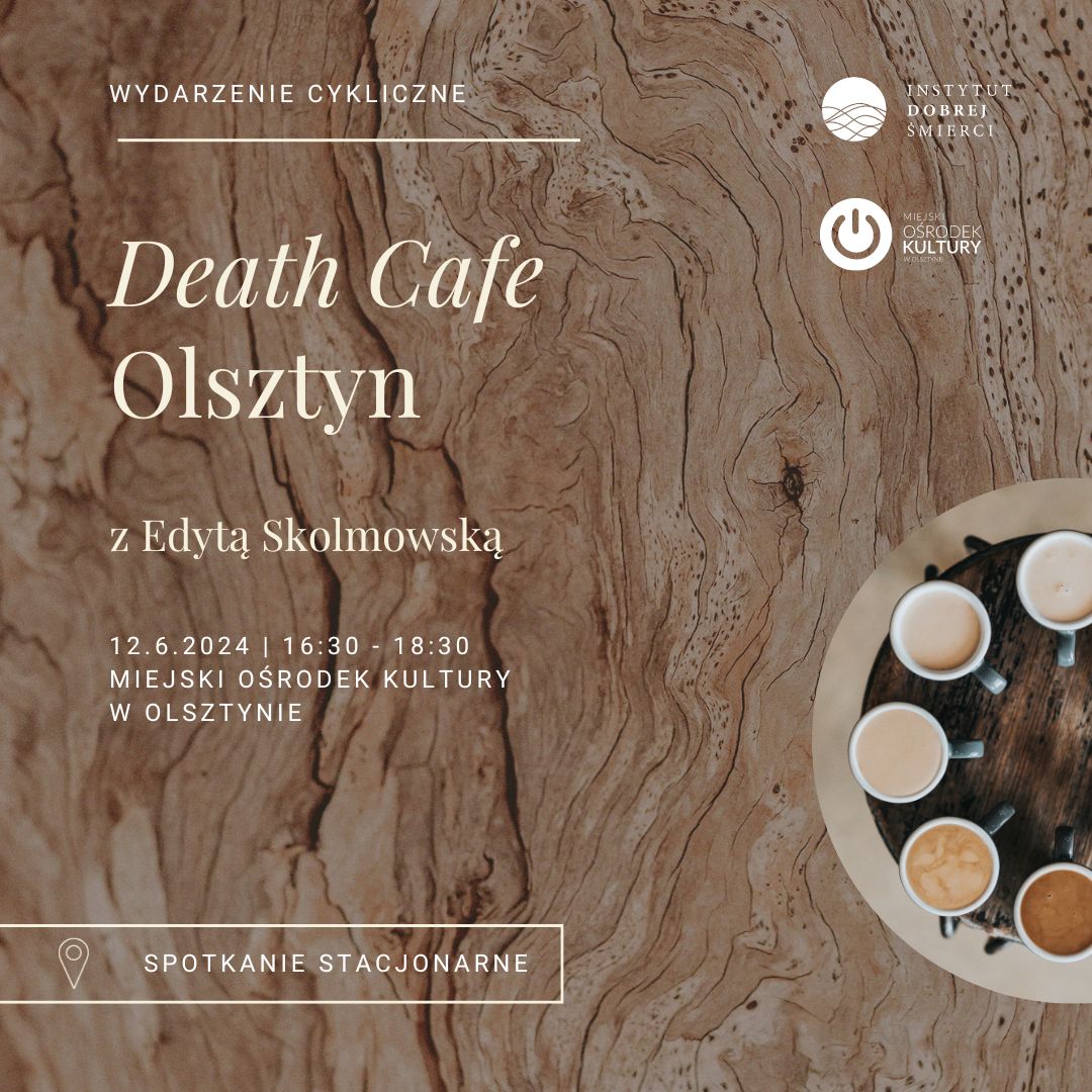 Grafika przedstawia krąg z filiżanek kawy.