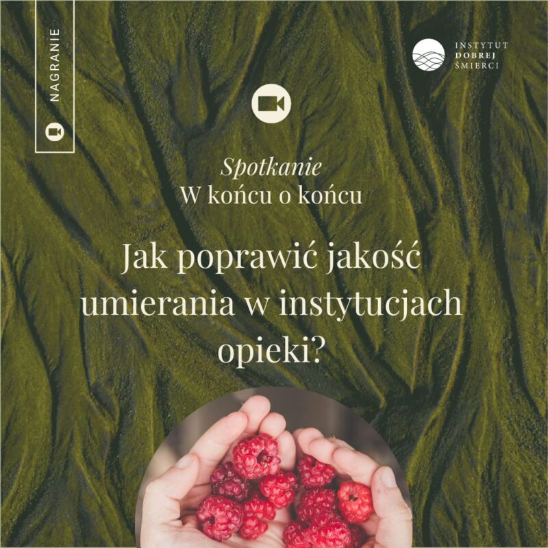 Dłonie trzymające maliny wpisane w półkole.