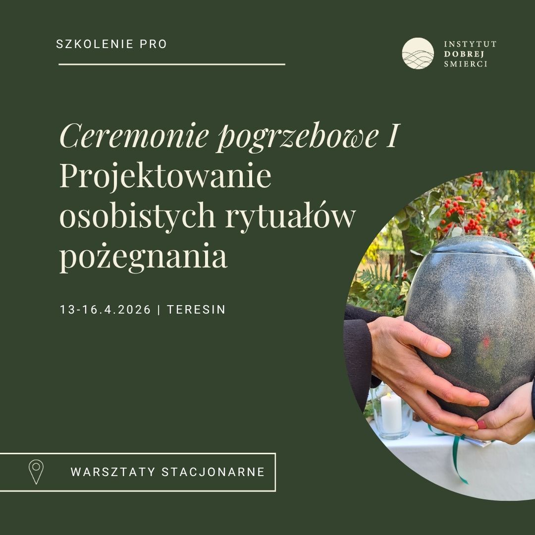 Napis i dłonie trzymające urnę