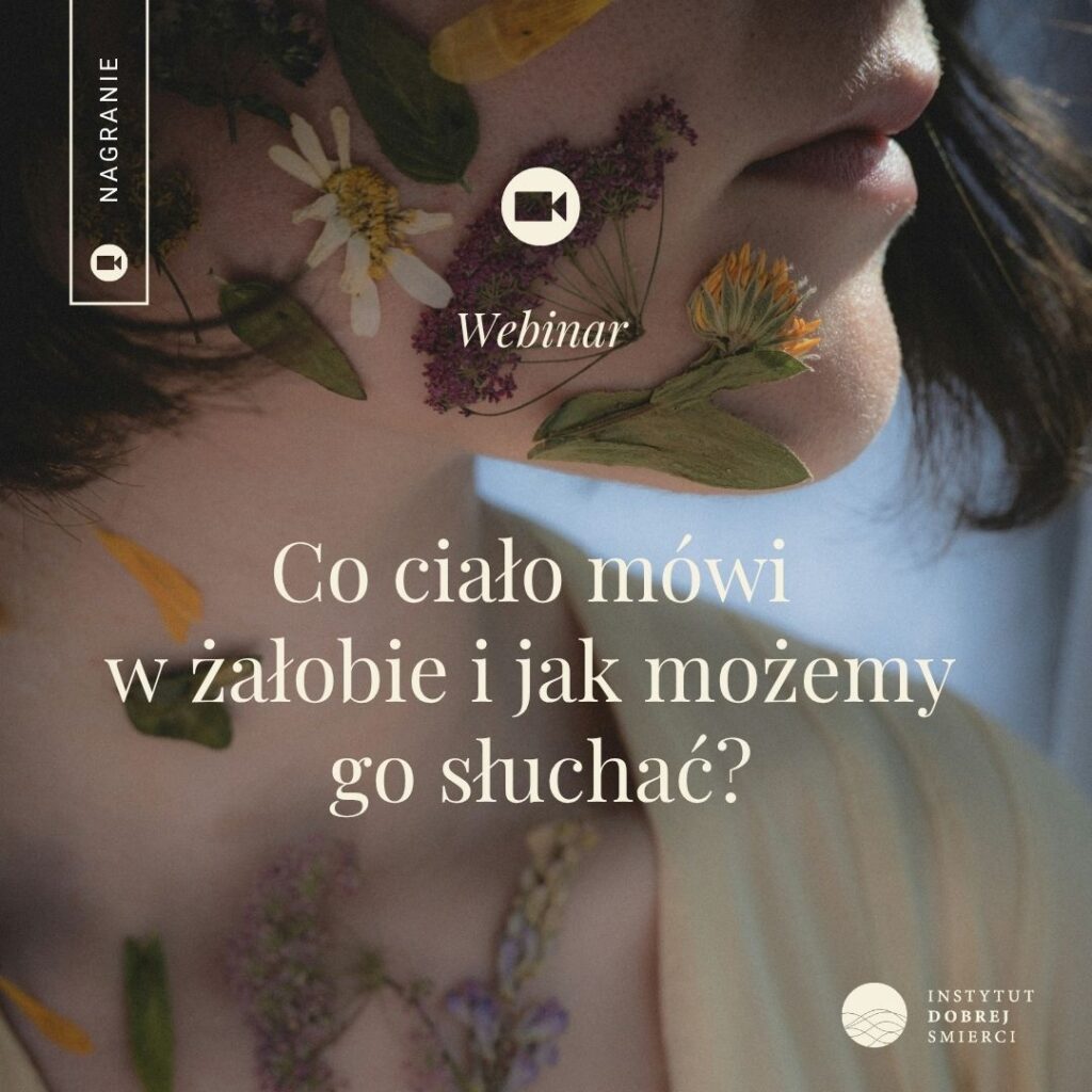 twarz kobiety w kwiatach i kremowe napisy