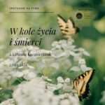 motyle na kwiatach i czarne napisy