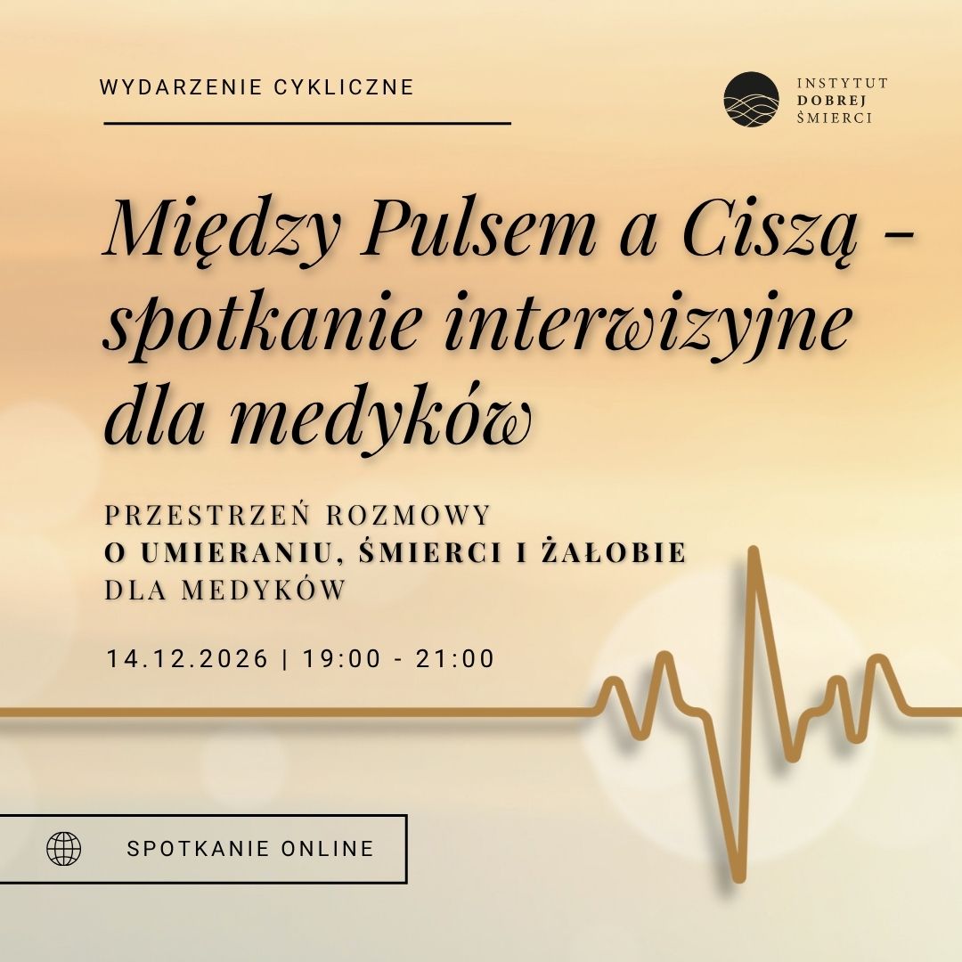 pomarańczowe tło, napisy i linia EKG